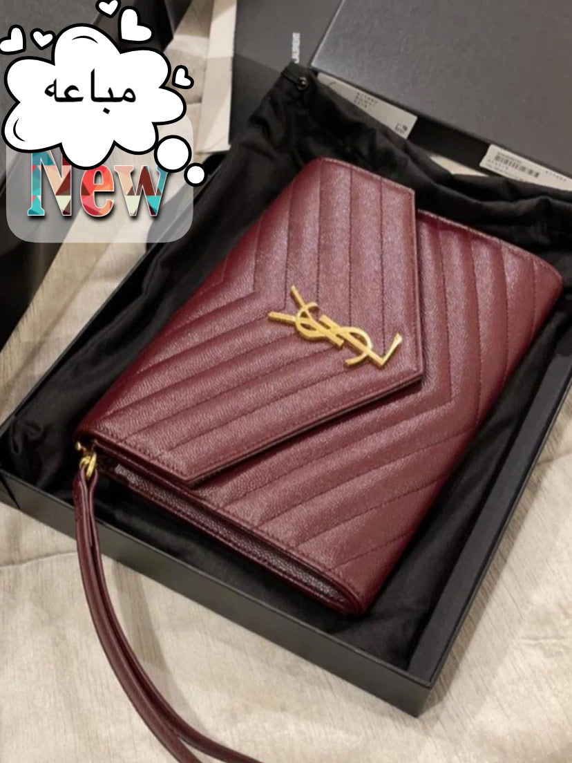 كلاتش سان لوران عنابي