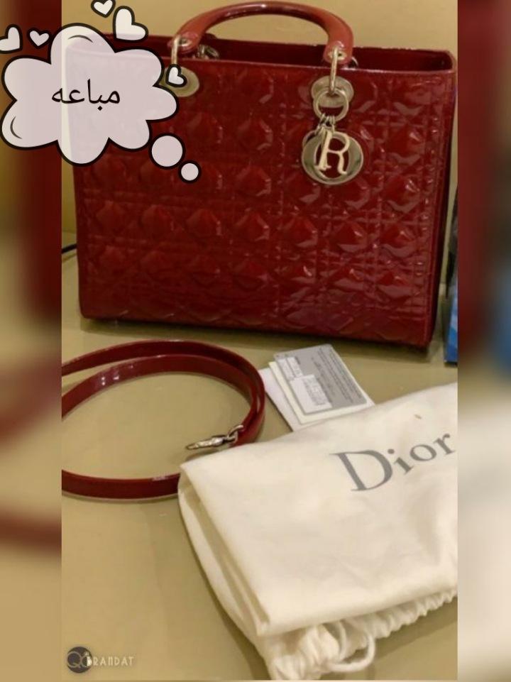 جنطة ديور لارج احمر شايني